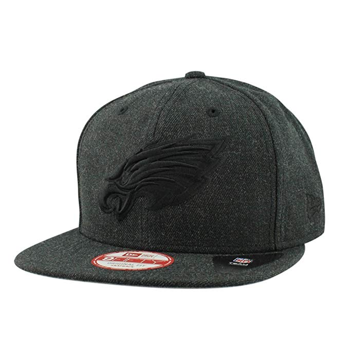 100% Authentic NWT, Eagles All Heather Black Hat SnapBack Cap