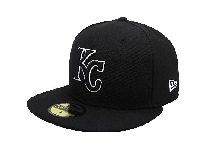 New Era 59Fifty Hat MLB Kansas City Royals Black/White Fitted Headwear Cap