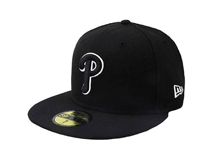 New Era 59Fifty Hat MLB Philadelphia Phillies Black/White Fitted Headwear Cap