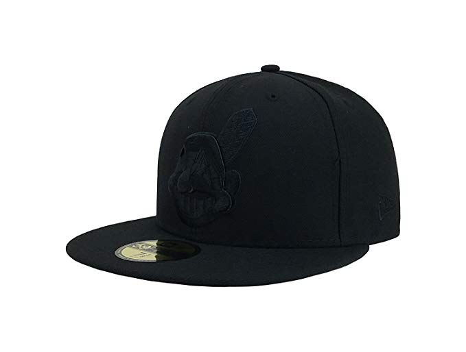 New Era 59Fifty Men's Hat Cleveland Indians MLB Baseball Black/Black Fitted Cap