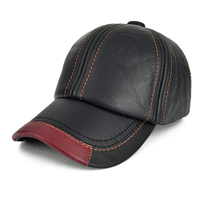 VOBOOM Cool Baseball Cap Adjustable Cowhide Leather Ball Cap Hat 119