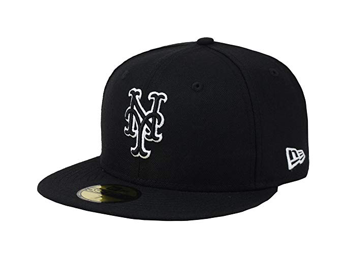 New Era 59fifty Men's Hat York Mets Black/White Fitted Cap