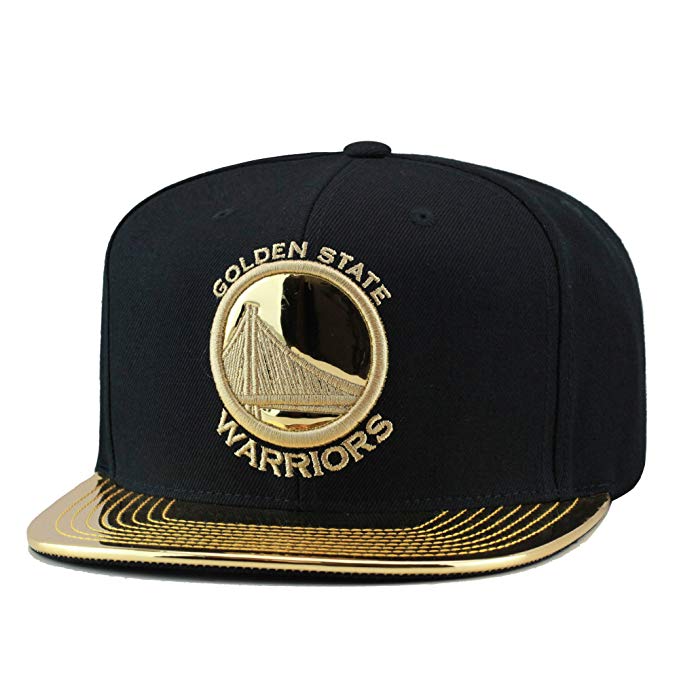 Mitchell & Ness Golden State Warriors Snapback Hat Black/Metallic Gold Foil