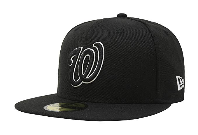 New Era 59Fifty Men's Hat Washington Nationals Black/White Fitted Headwear Cap