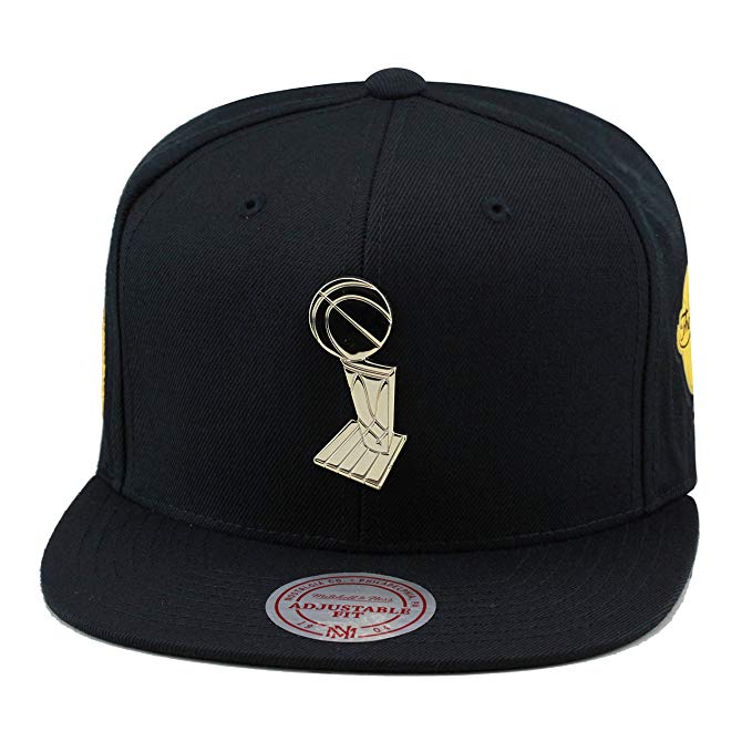 Mitchell & Ness Golden State Warriors Snapback Hat Black/Gold(Metal) Trophy