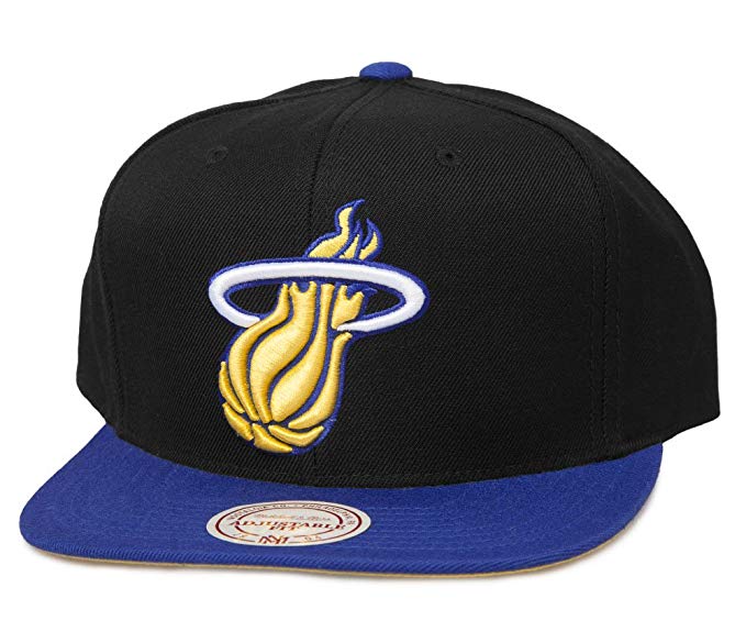 Mitchell & Ness Royal Visor Laney Miami Heat Black & Blue Snapback