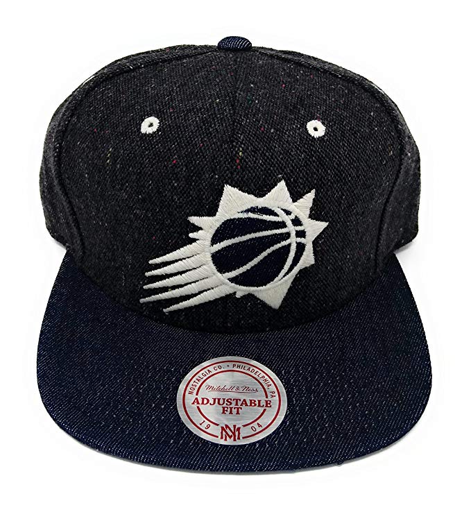 Mitchell and Ness Tweed Crown Denim Visor Strapback Hat